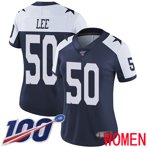 Women Dallas Cowboys Limited Navy Blue Sean Lee Alternate #50 100th Season Vapor Untouchable Throwback NFL Jersey